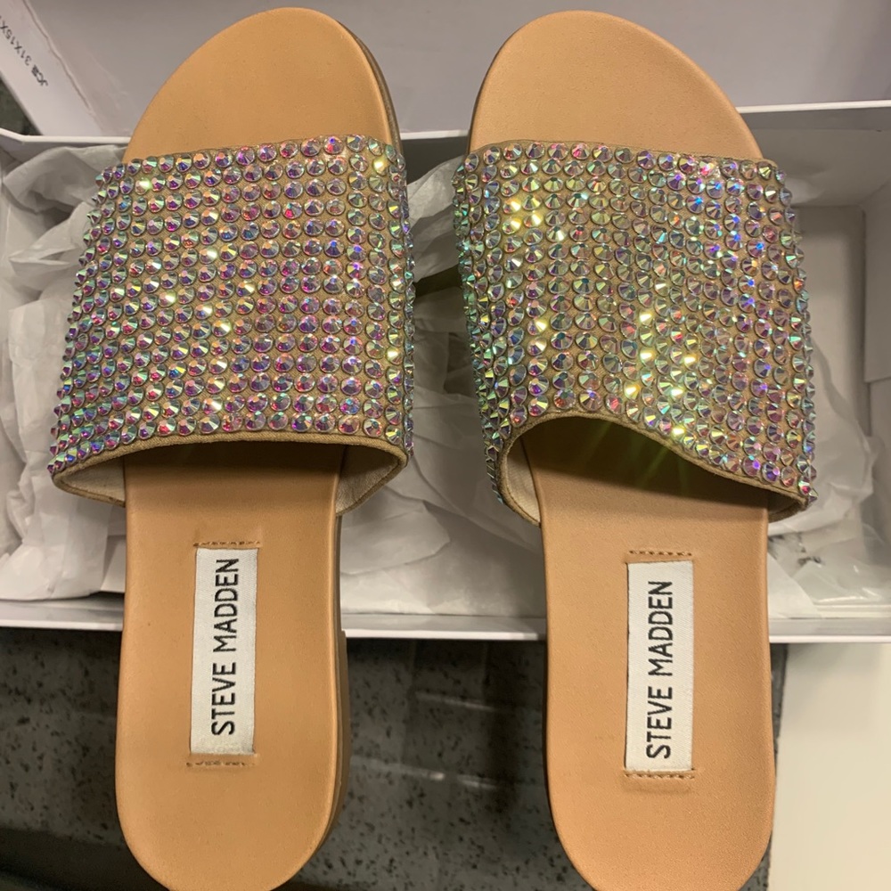 BNWT sparkly flat slider sandals